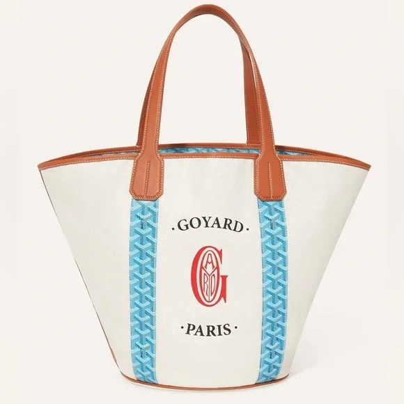 Goyard Belharra Shoulder Tote Bag in Reversible Turquoise & Tan - Picture 4 of 16